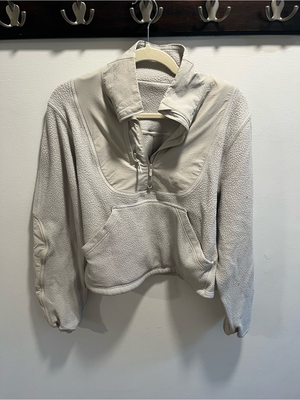 lululemon athletica off-white fleece Quarter-Zip Pullover jacket